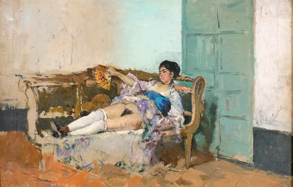 Picture, Dress, Lies, Painting, Woman, Mariano Fortuny, Mariano Fortuny y Marsal, Carmen Bastian