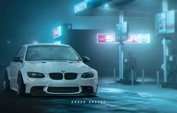 Auto, Fog, Night, White, BMW, Machine, Dressing, BMW M3