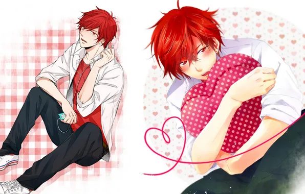 Picture heart, anime, art, guy, The gekka Shoujo Nozaki-kun, Nozaki is the author of shojo manga