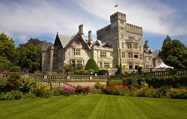 Picture flowers, Park, lawn, Canada, Canada, British Columbia, British Columbia, Castle Hatley