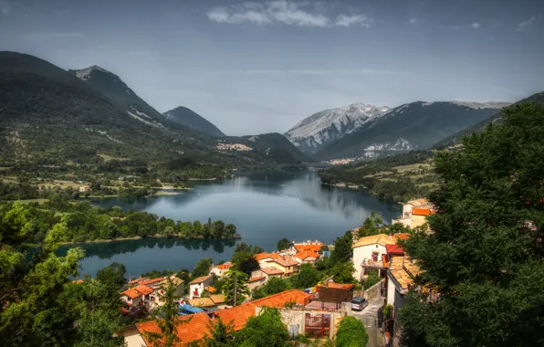 Picture mountains, lake, Alps, Italy, Abruzzo