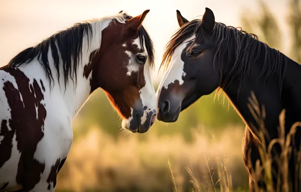 Look, face, nature, pose, horse, horse, pair, two knights