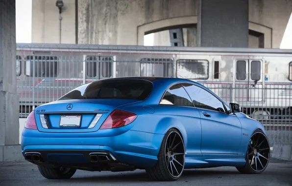 Mercedes-Benz, Auto, Blue, The fence, Tuning, Train, Machine, Parking