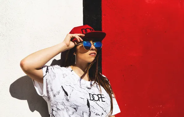 Picture summer, face, style, wall, graffiti, model, glasses, cap