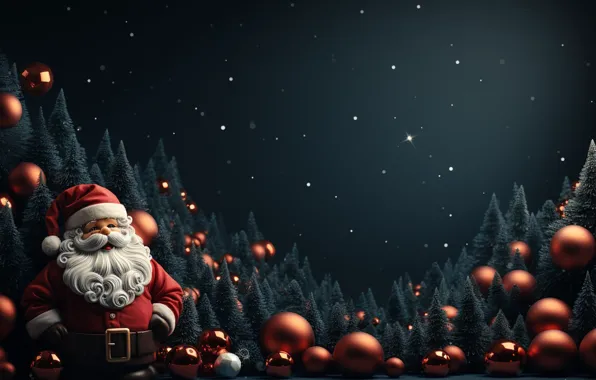 Balls, the dark background, toys, Christmas, gifts, New year, Santa Claus, Santa Claus