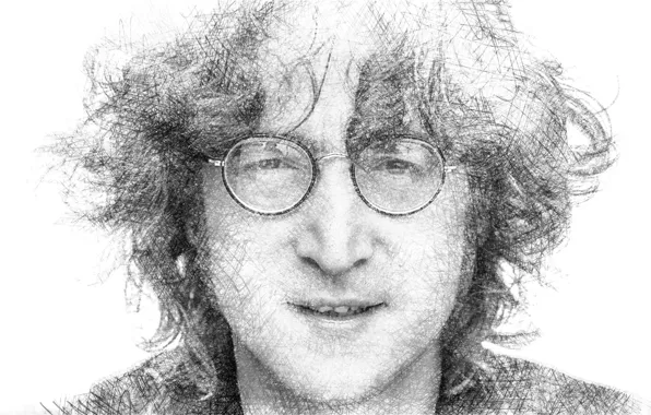 Picture portrait, glasses, musician, John Lennon, The Beatles