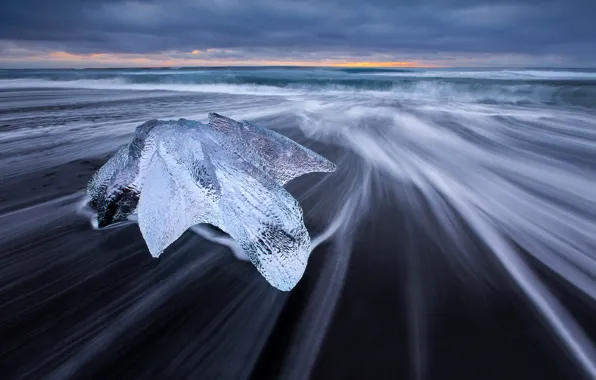 Beach, nature, ice, excerpt, Iceland
