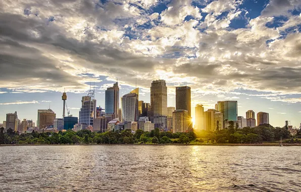 Clouds, the city, Australia, Sydney, Sydney
