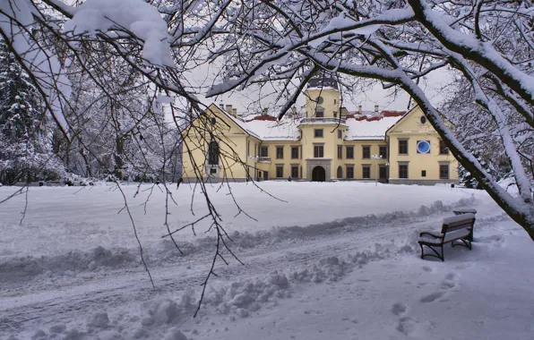 Picture park, winter, snow, Poland, palace, Peter, Richard Kosmala