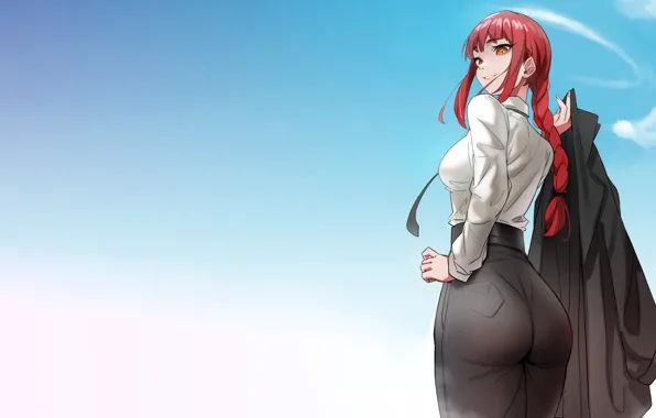 Girl, sexy, ass, red hair, long hair, anime, beautiful, pretty