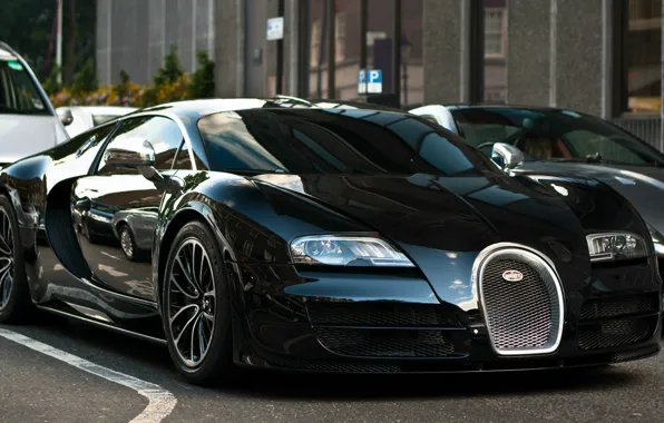 Road, black, Wallpaper HD, Bugatti Veyron Super Sport