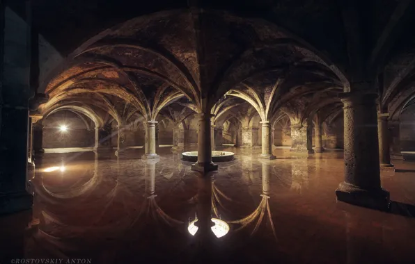 Water, interior, columns, hall, arch, Morocco, Rostov Anton, Portuguese Cistern