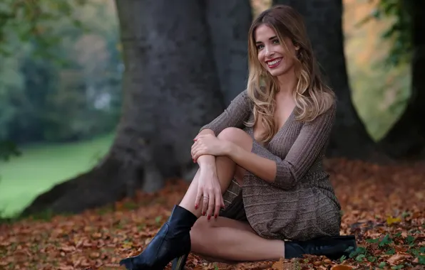 Autumn, girl, smile, Sarah