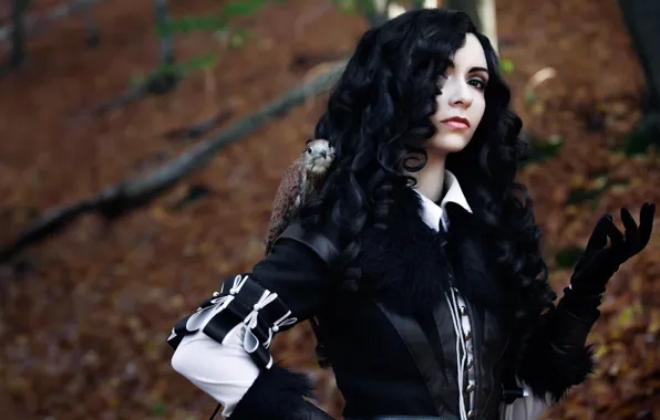 Picture look, girl, costume, black hair, cosplay, The Witcher 3, Yennefer, Yennifer