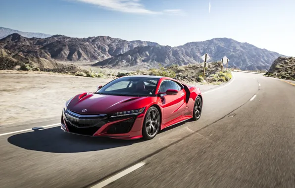 Red, Movement, Car, Acura, NSX, 2017, Metallic