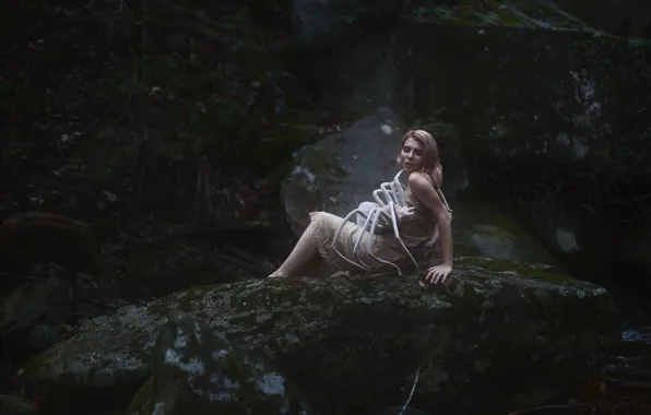 Girl, stones, spider, Aleah Michele, Paralyzed with fear