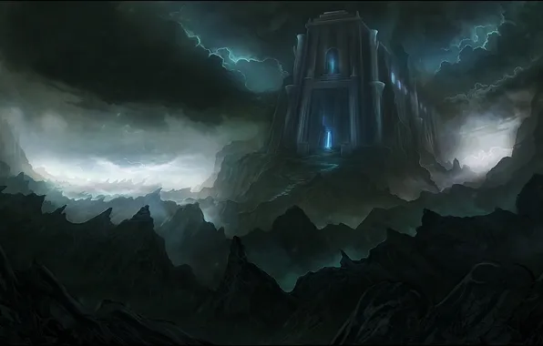 Clouds, mountains, castle