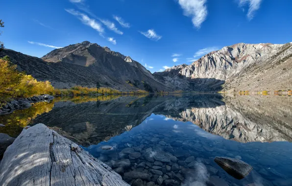 Mountains, lake, reflection, CA, California, Convict Lake