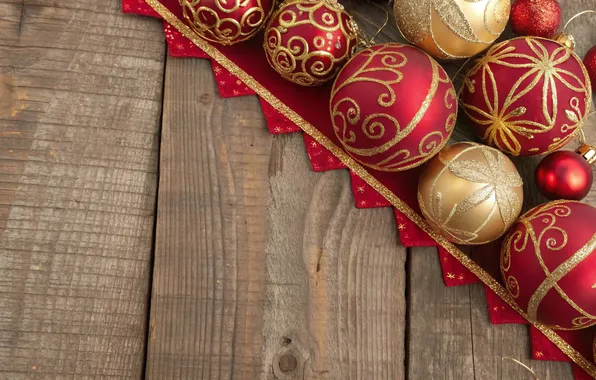 Balls, patterns, Board, texture, Christmas, tape, red, New year