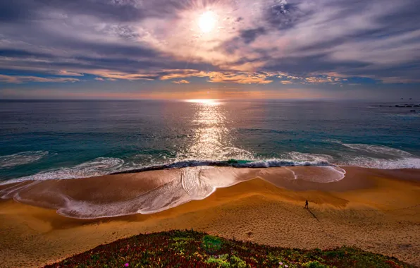Picture beach, sunrise, the ocean, dawn, coast, morning, horizon, CA