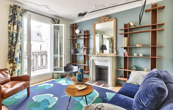 Design, style, interior, chairs, fireplace, sofa, living room, bright room