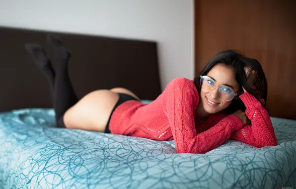 Ass, smile, panties, Girl, glasses, Ariana, Luis Gaston