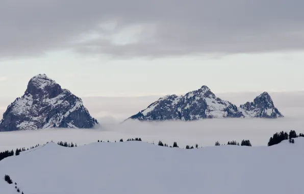 Clouds, mountains, serenity, mountains, clouds, serenity, house top, house on top