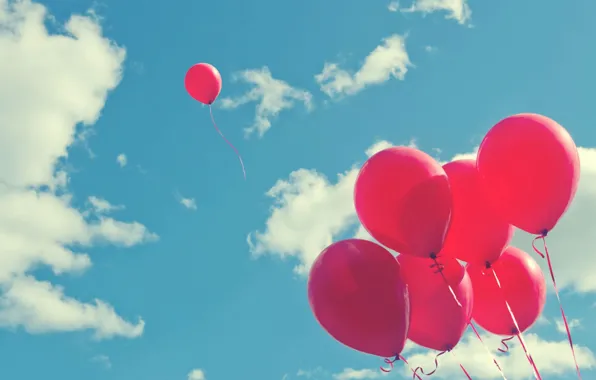 The sky, clouds, balls, joy, balloons, background, holiday, widescreen