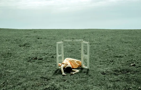 Field, girl, the situation, window