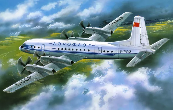 The plane, art, Aeroflot, passenger, for, Ilyushin, airlines, length