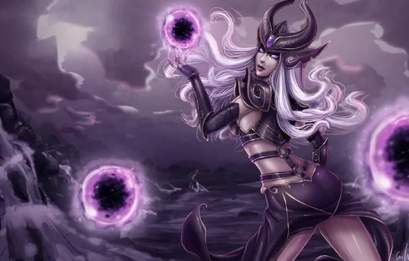 Girl, magic, hair, art, League of Legends, LoL, Syndra