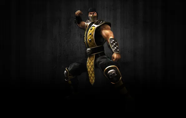 Picture the dark background, skull, Scorpio, ninja, scorpion, mortal kombat, ninja