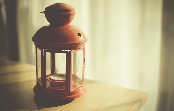 Picture glass, red, lamp, lantern, candle