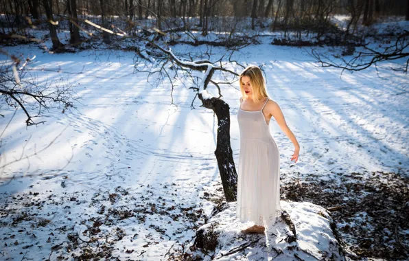 Cold, winter, girl, snow, nature, mood, Sarah