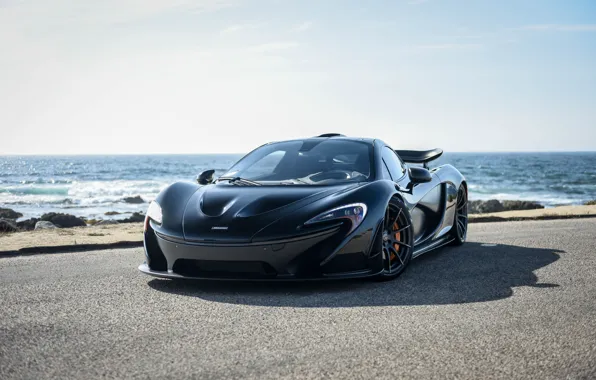 Wallpaper car, black, sea, super, mclaren for mobile and desktop ...