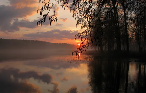 Sunset, nature, lake, Nature, sunset, lake