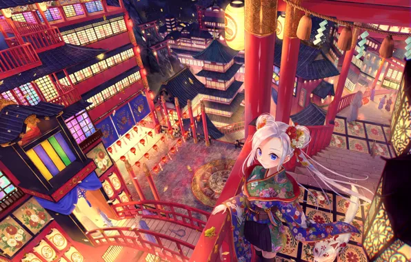 The city, art, Girl, Anime