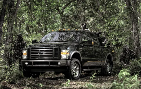Forest, background, people, black, Ford, Ford, jeep, SUV