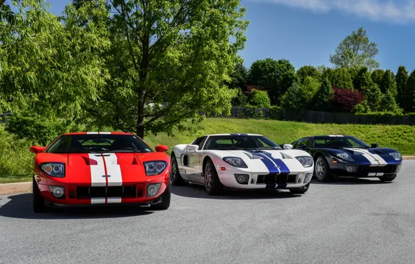 Red, white, ford, dark blue