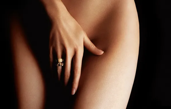 Sexy, naked, hand, ring, sexy, thigh, ring, hand