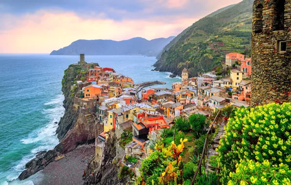 Sea, home, Italy, Vernazza