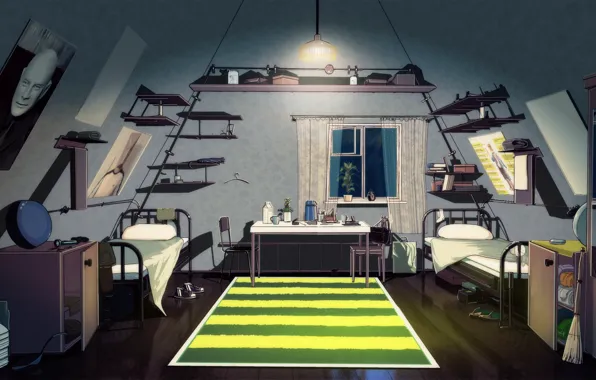 Room, things, anime, art, .