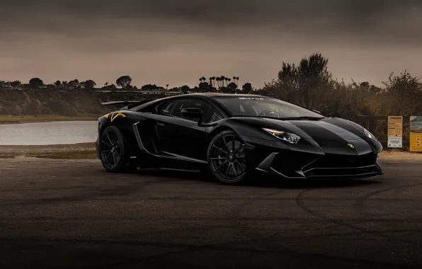 Auto, water, lamborghini, twilight, aventador, Lamborghini lp700-4 aventador