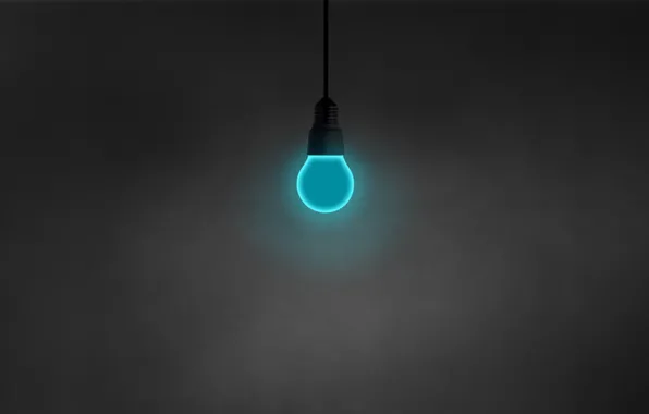 Light bulb, minimalism, blue, hanging