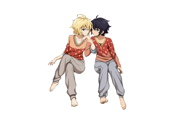 Boys, Owari no Seraph, The last Seraphim, Yuichiro Hakua, Michaela Hakua, bare feet