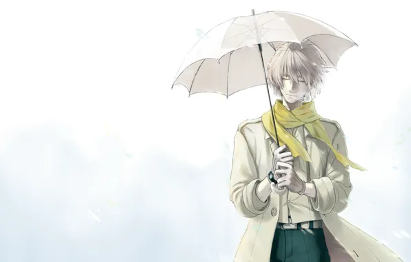 Umbrella, art, guy, cyborg, DRAMAtical Murder, Claire