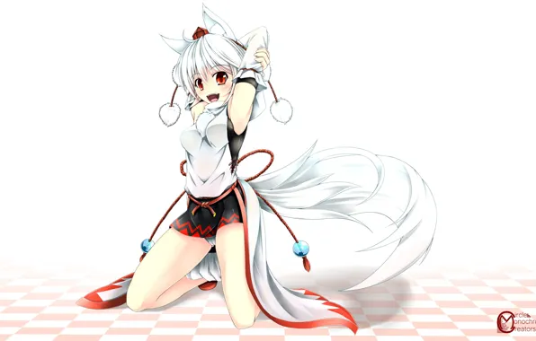 Picture look, girl, joy, pose, tail, ears, touhou, art