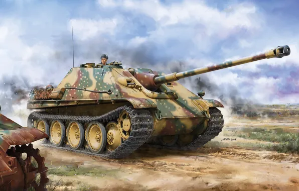 Picture SAU, Jagdpanther, Tank fighter, German self-propelled artillery, Jagdpanther, Sd.Car.173