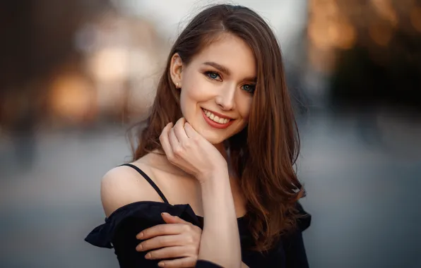 Picture look, girl, face, pose, smile, hair, makeup, brown hair