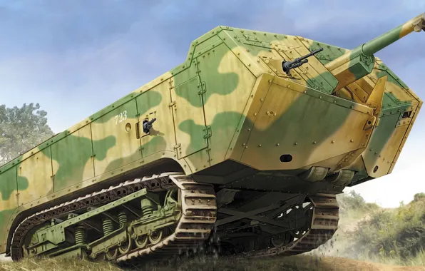 Picture figure, art, French tanks of world war I, Saint-Chamond, Saint-Chamond